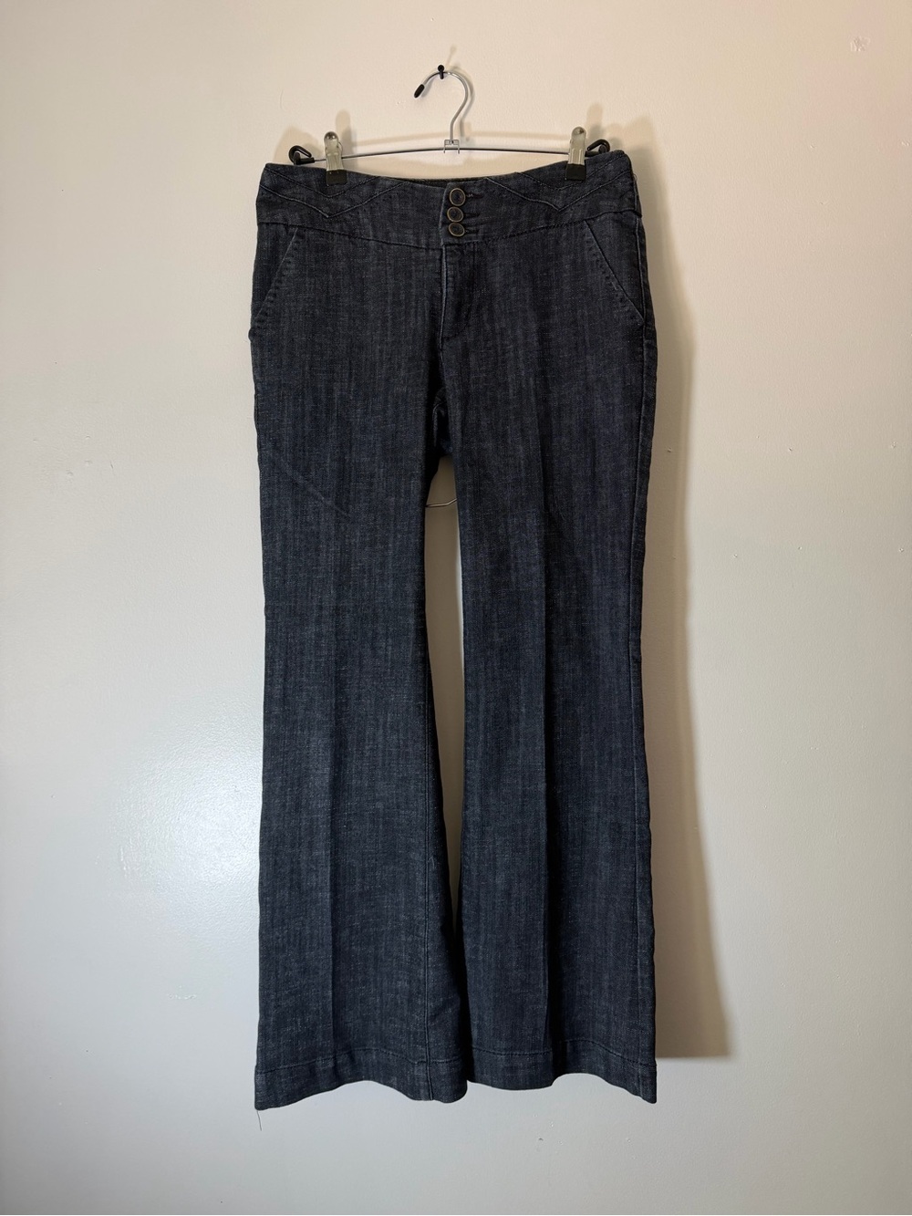 One 5 One Wide Leg Trouser Jeans, Dark Wash, Triple Button High Rise, Y2K Retro